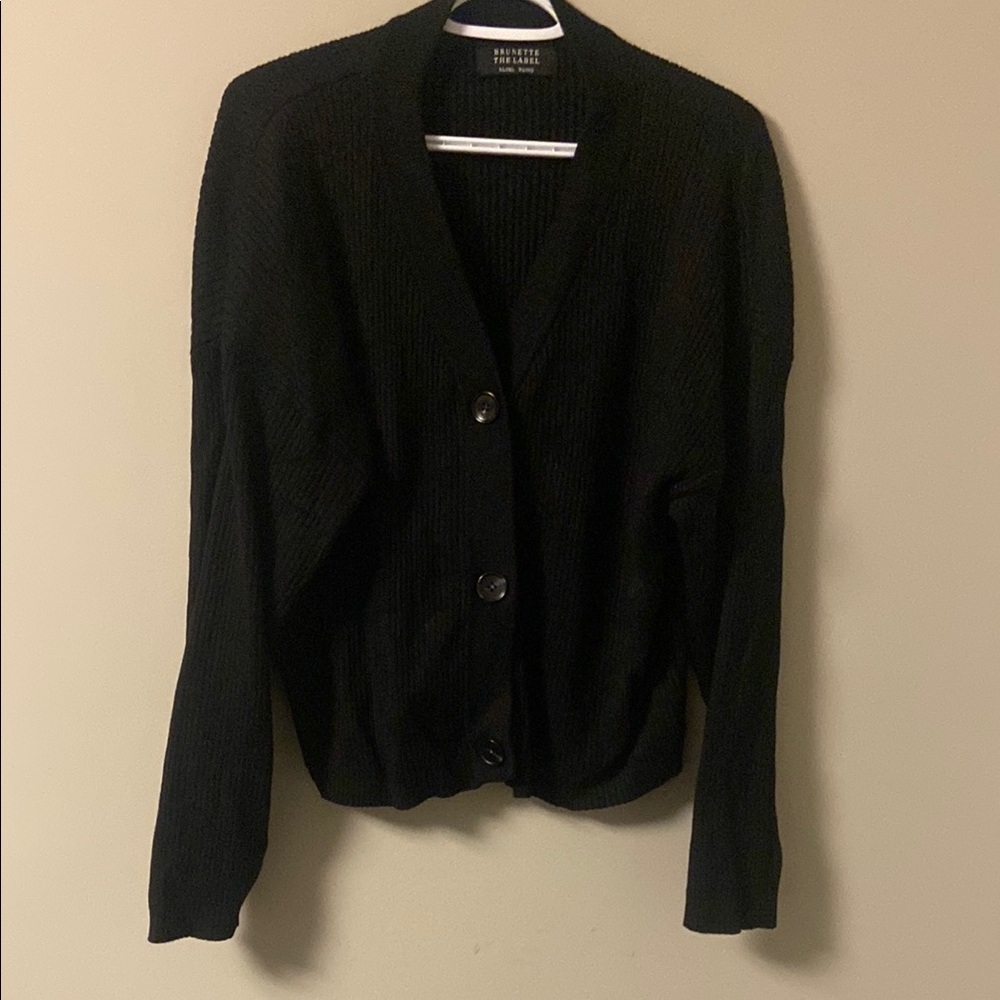 Brunette The Label Black Button-Up Cardigan